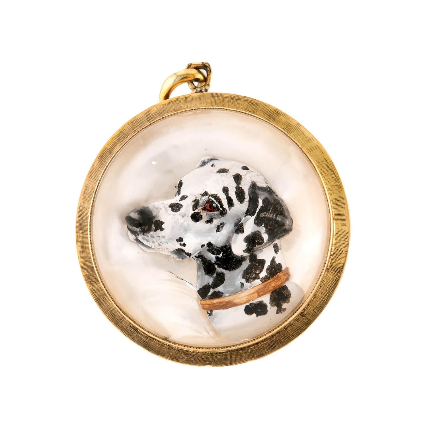 Edwardian 15k Essex Crystal "Dalmatian" Pendant