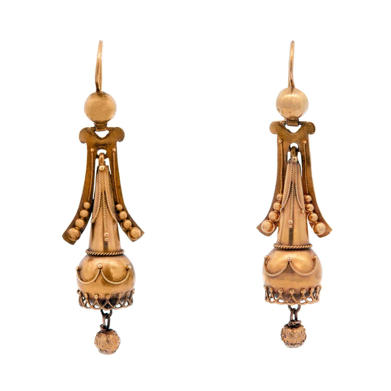 Victorian 15k Etruscan Dangle Earrings