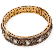Estate Silver Gilt Diamond Bangle Bracelet