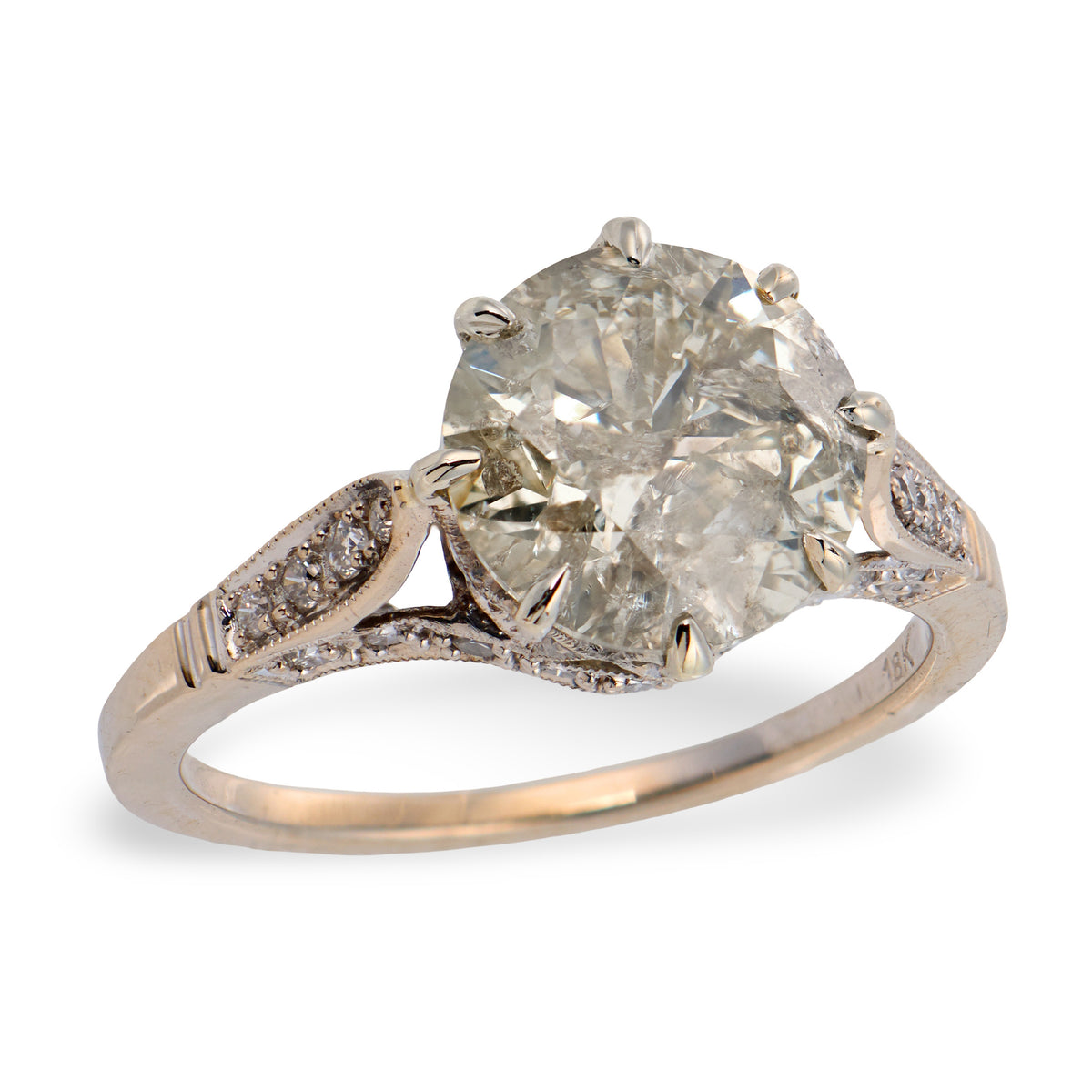 Estate 18k Diamond Engagement Ring 3.01ct