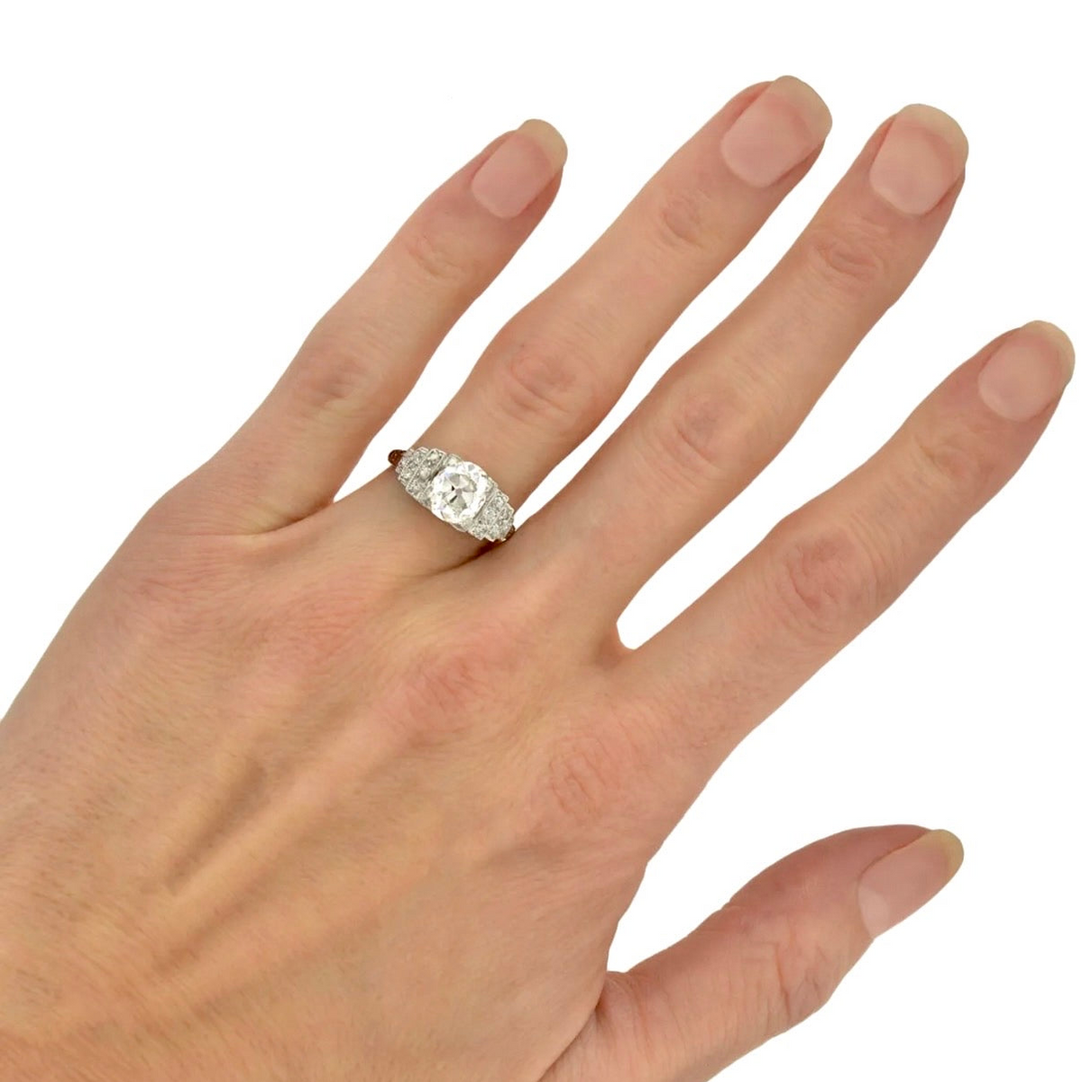 Art Deco Platinum Diamond Engagement Ring 2.16ct