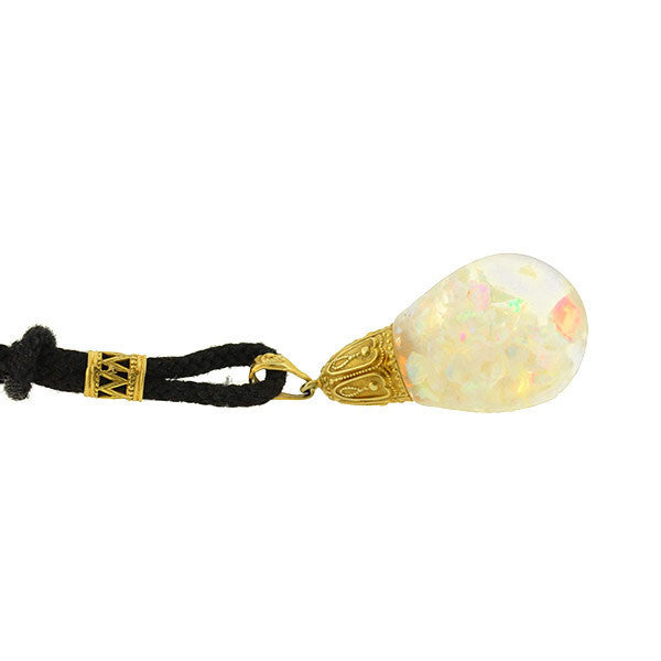 Retro 14kt Floating Opal Ball Necklace