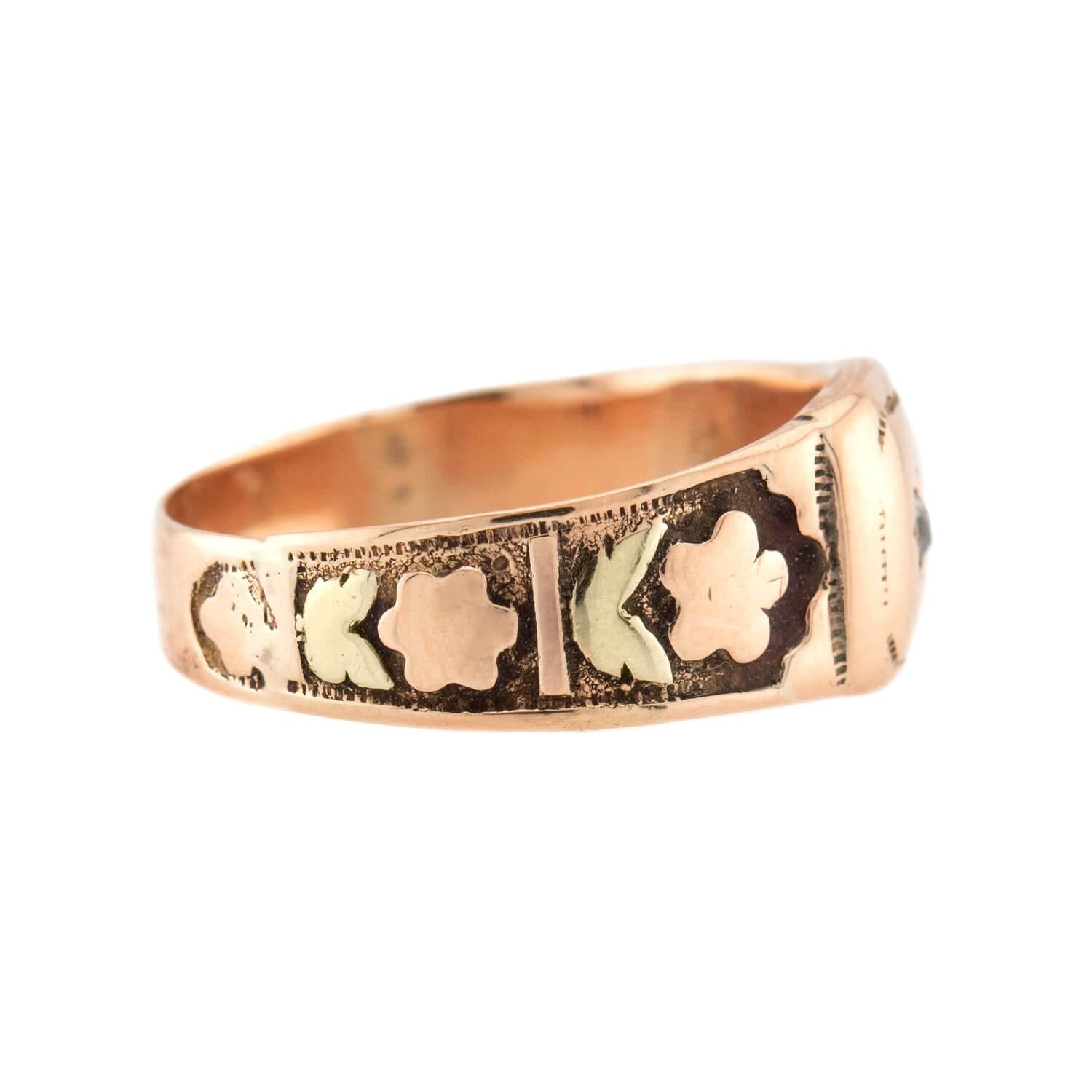 Victorian 14k Diamond Floral-Motif Ring