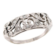 Art Deco Platinum Diamond Swirling-Motif Cutout Ring