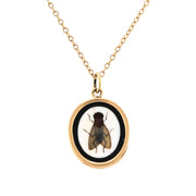 Victorian French 18k/14 Pietra Dura Fly Pendant Necklace
