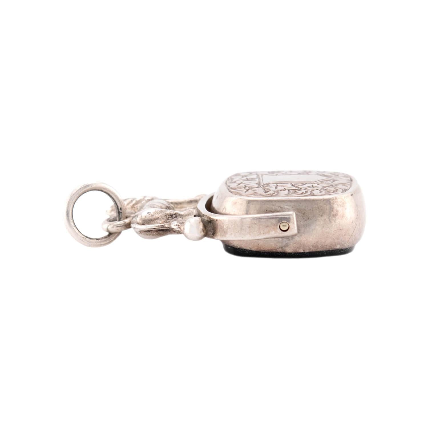 Victorian Sterling Silver Bloodstone Fob/Pendant