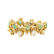 Vintage 18k Emerald 20ctw, Pearls, & Diamond Bracelet 43 DWT