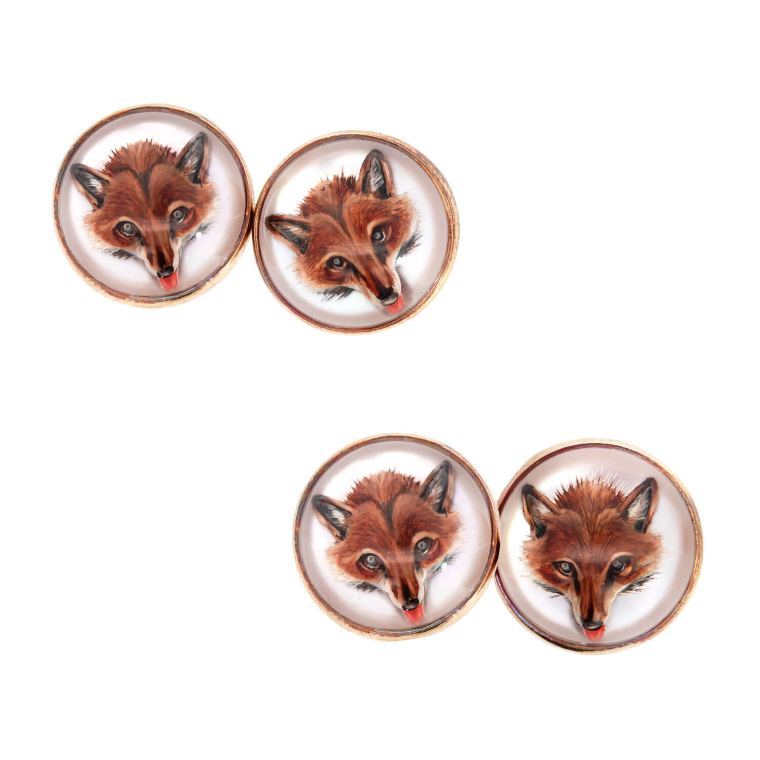 Edwardian 14k Essex Crystal Fox Cufflinks