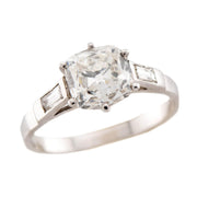 Retro French Platinum GIA Diamond Engagement Ring 2.19ct