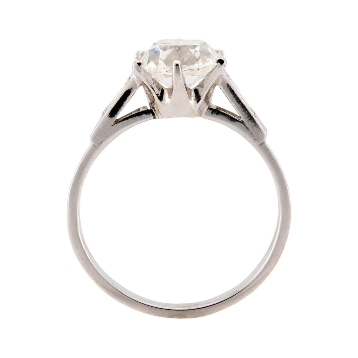 Retro French Platinum GIA Diamond Engagement Ring 2.19ct