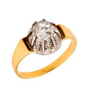 Victorian 18k/Sterling Silver Diamond Engagement Ring .85ct