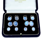 MORELLE DAVIDSON Estate 14k/Platinum Moonstone Skull-Motif 10-Piece Cufflink Set