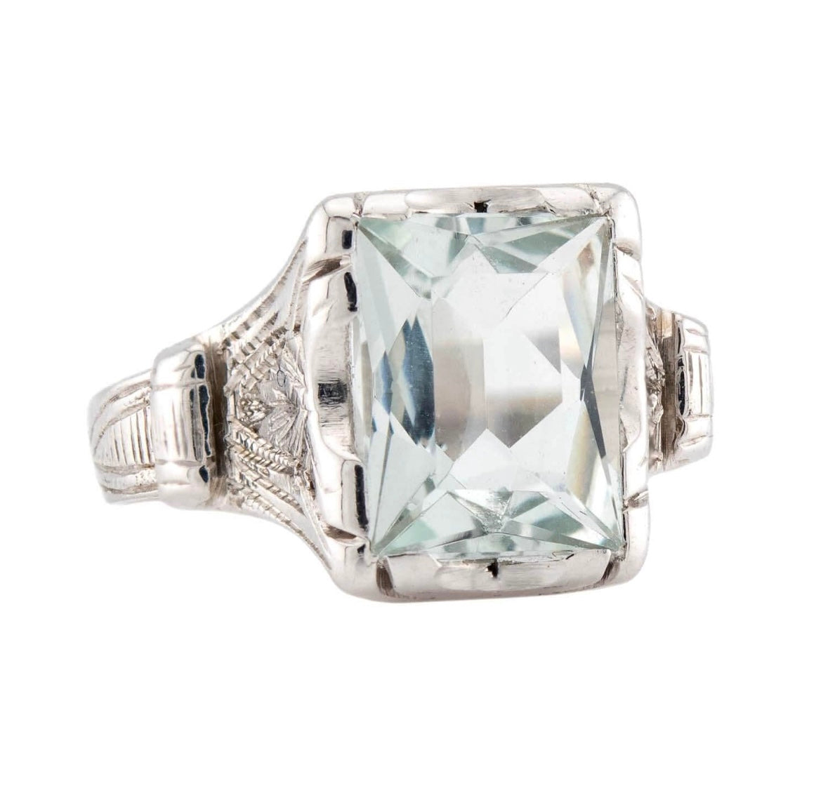 Art Deco 14k Aquamarine Ring