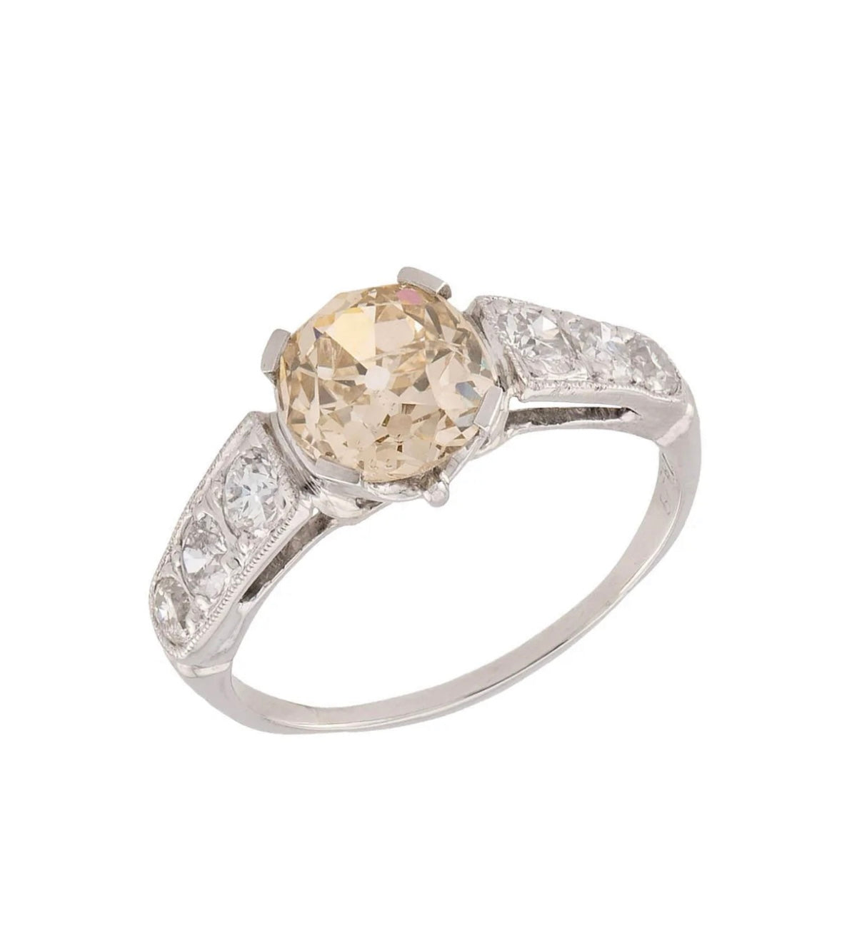Art Deco 18K Diamond Engagement Ring 1.70ct
