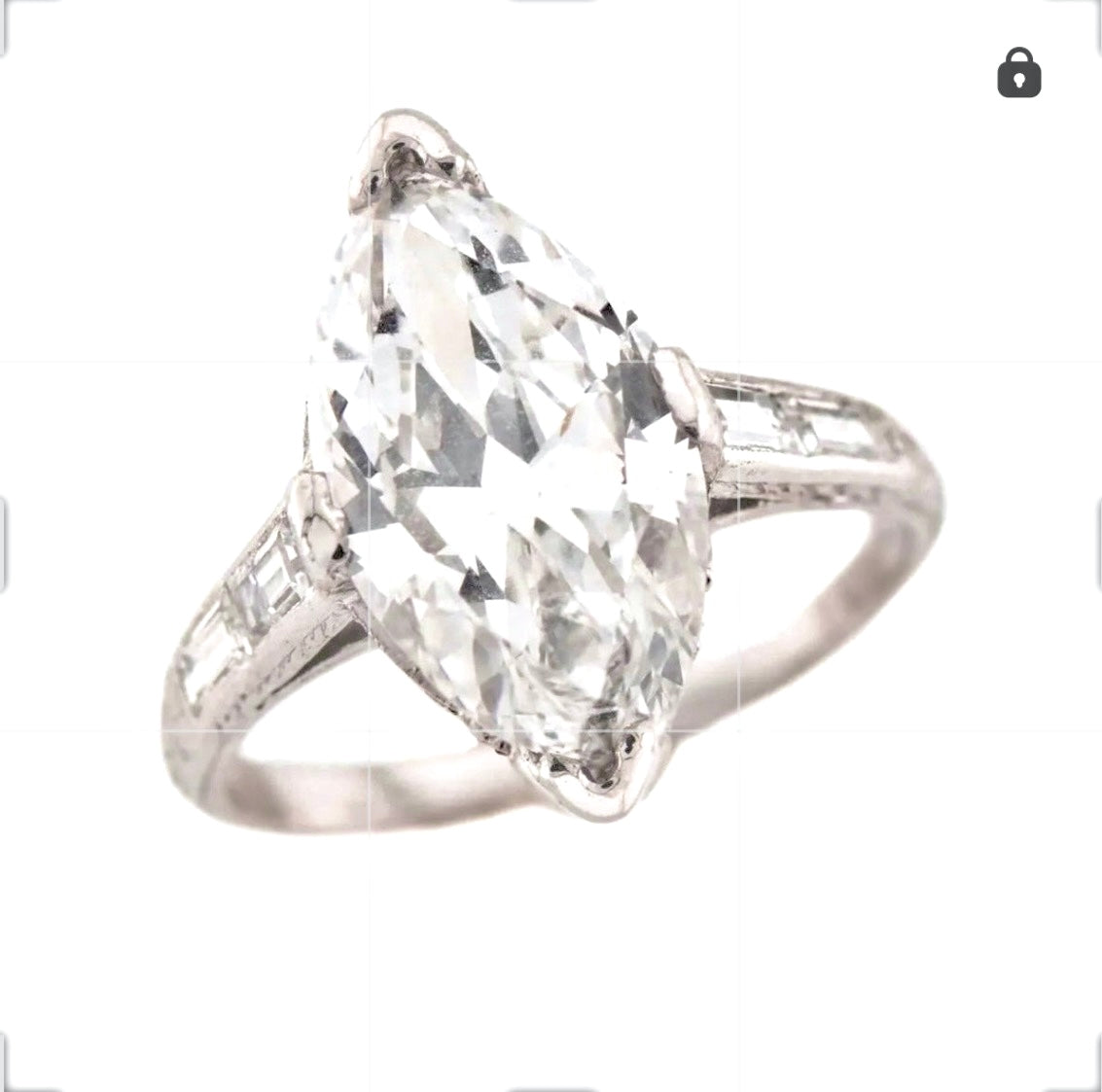 Art Deco Platinum GIA Diamond Engagement Ring 3.34ct