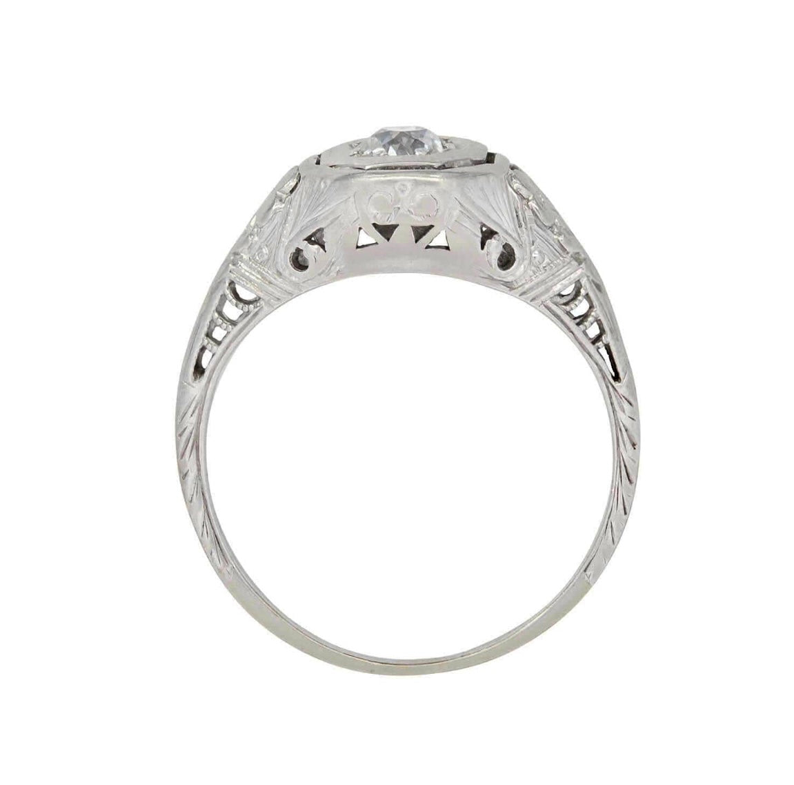 Art Deco 14k White Gold Diamond Filagree Ring 0.30ct