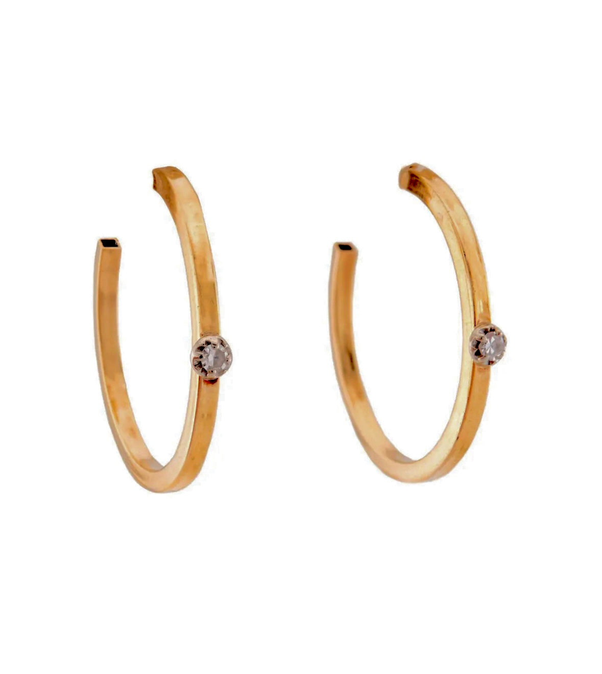Estate 14k Diamond Hoop Earrings