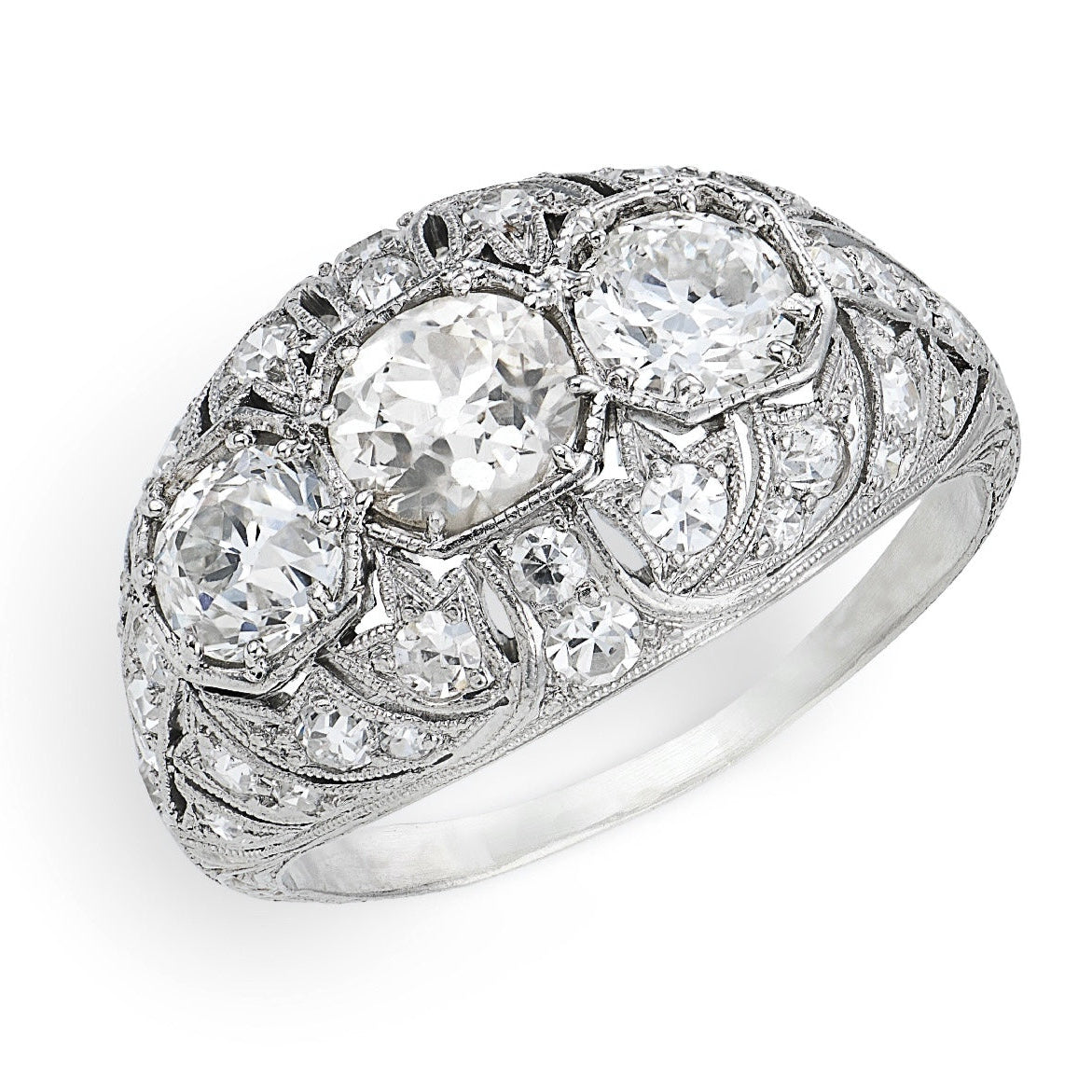 Edwardian Platinum Diamond Three Stone Ring