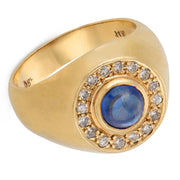 Estate 14k Sapphire & Diamond Halo Ring