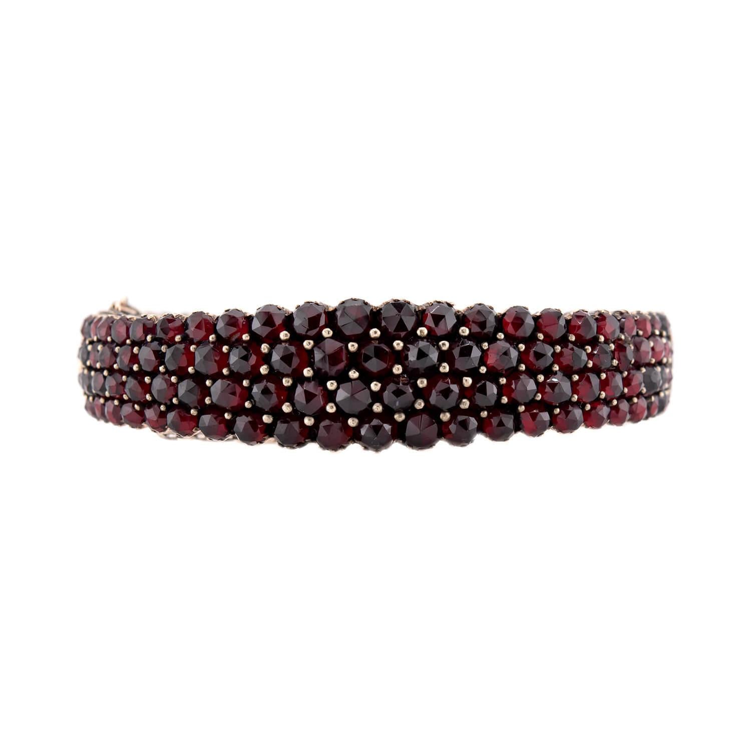 Victorian Silver Gilt Bohemian Garnet Bangle