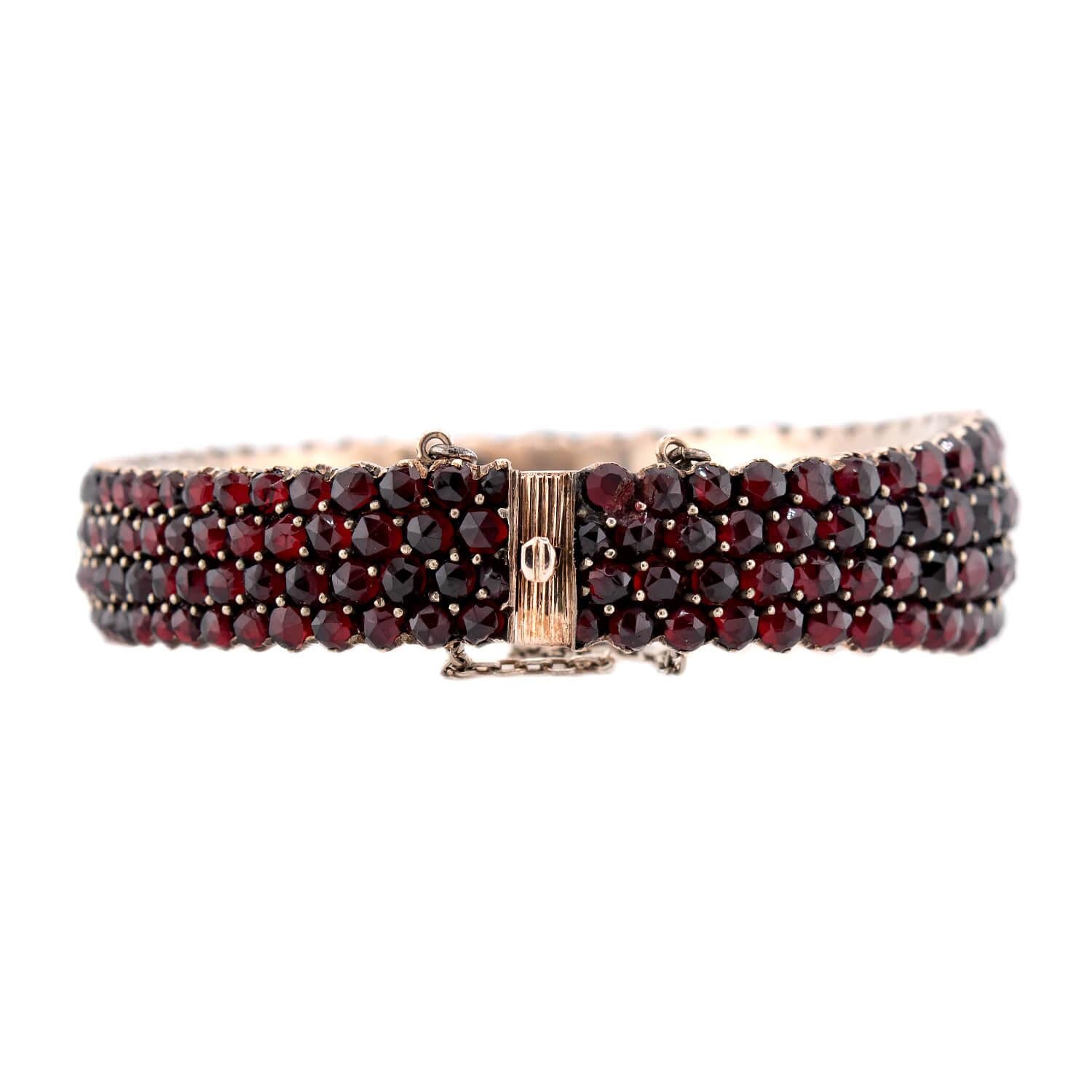 Victorian Silver Gilt Bohemian Garnet Bangle