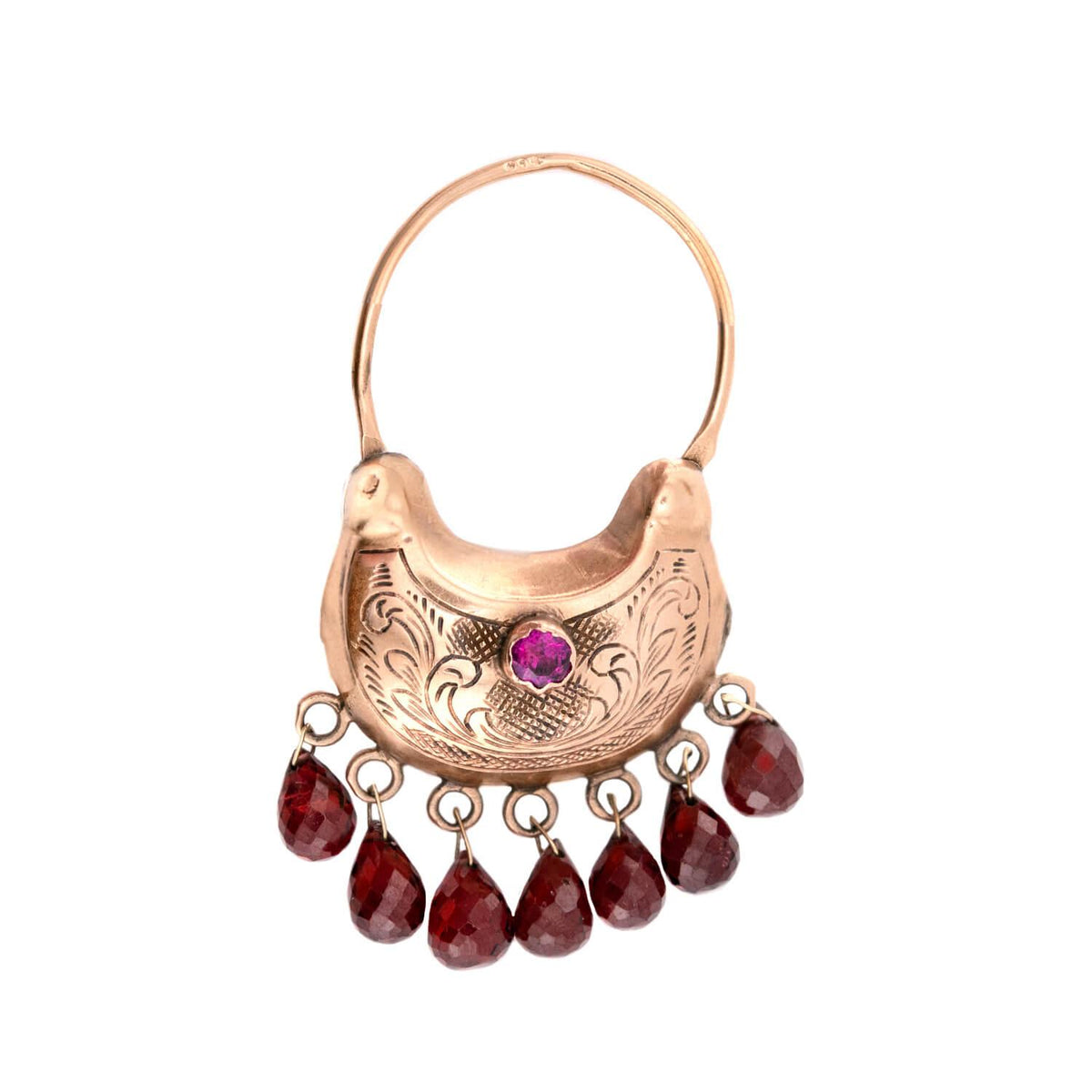 Victorian 14k "Ruby" & Garnet "Gypsy" Earrings