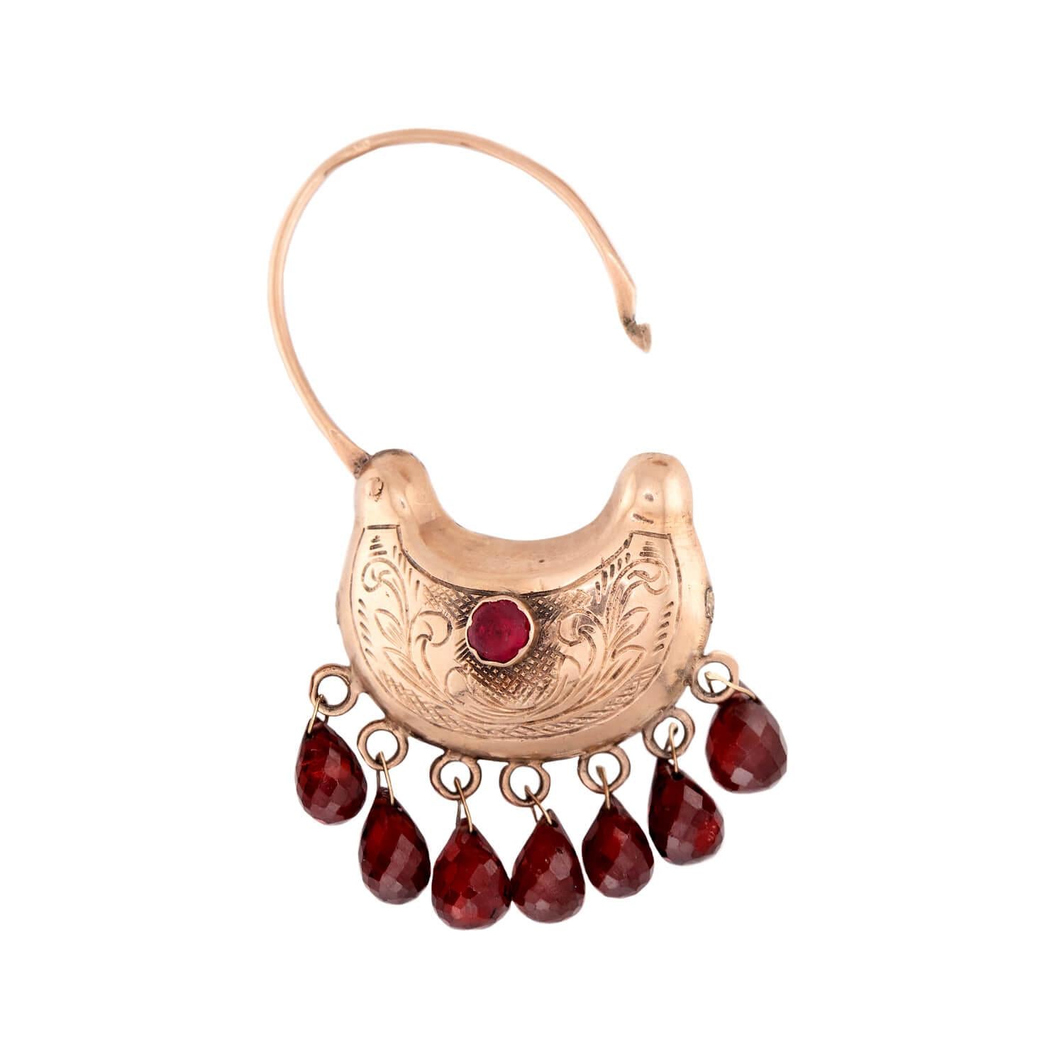Victorian 14k "Ruby" & Garnet "Gypsy" Earrings