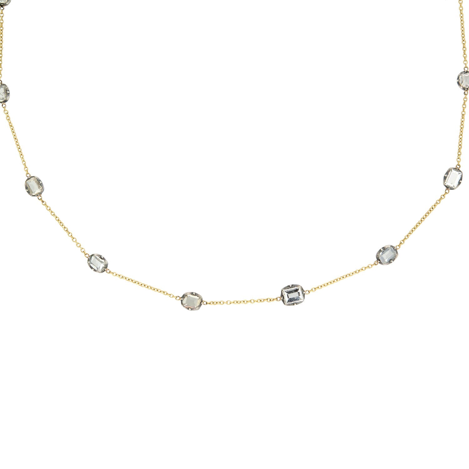 Georgian 14k/Sterling Silver Conversion Table Cut "Diamond by the Yard" Necklace 3+ctw