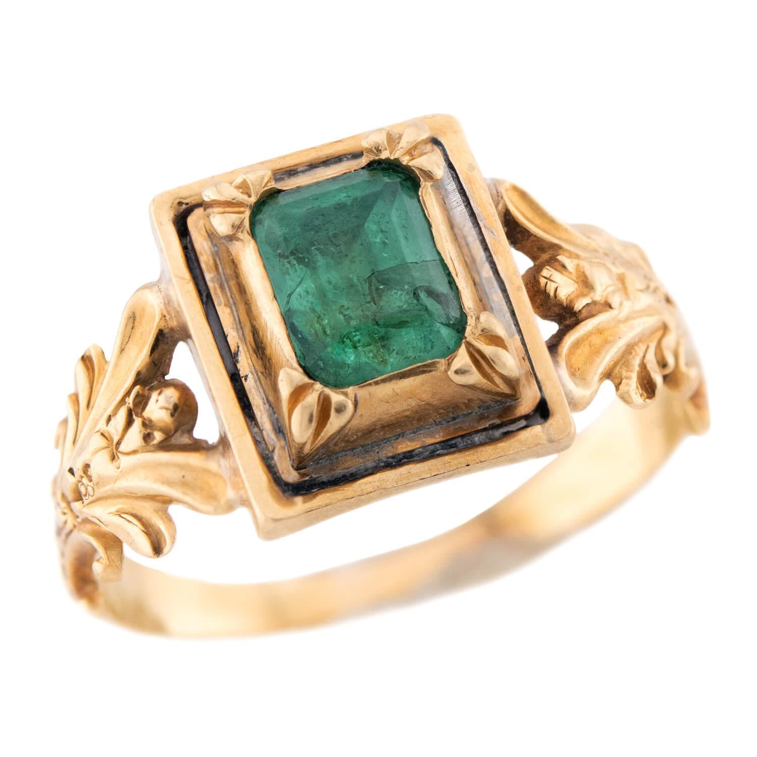 Georgian 18k Emerald Ring