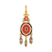 Victorian 14k Guilloche Enamel Fob