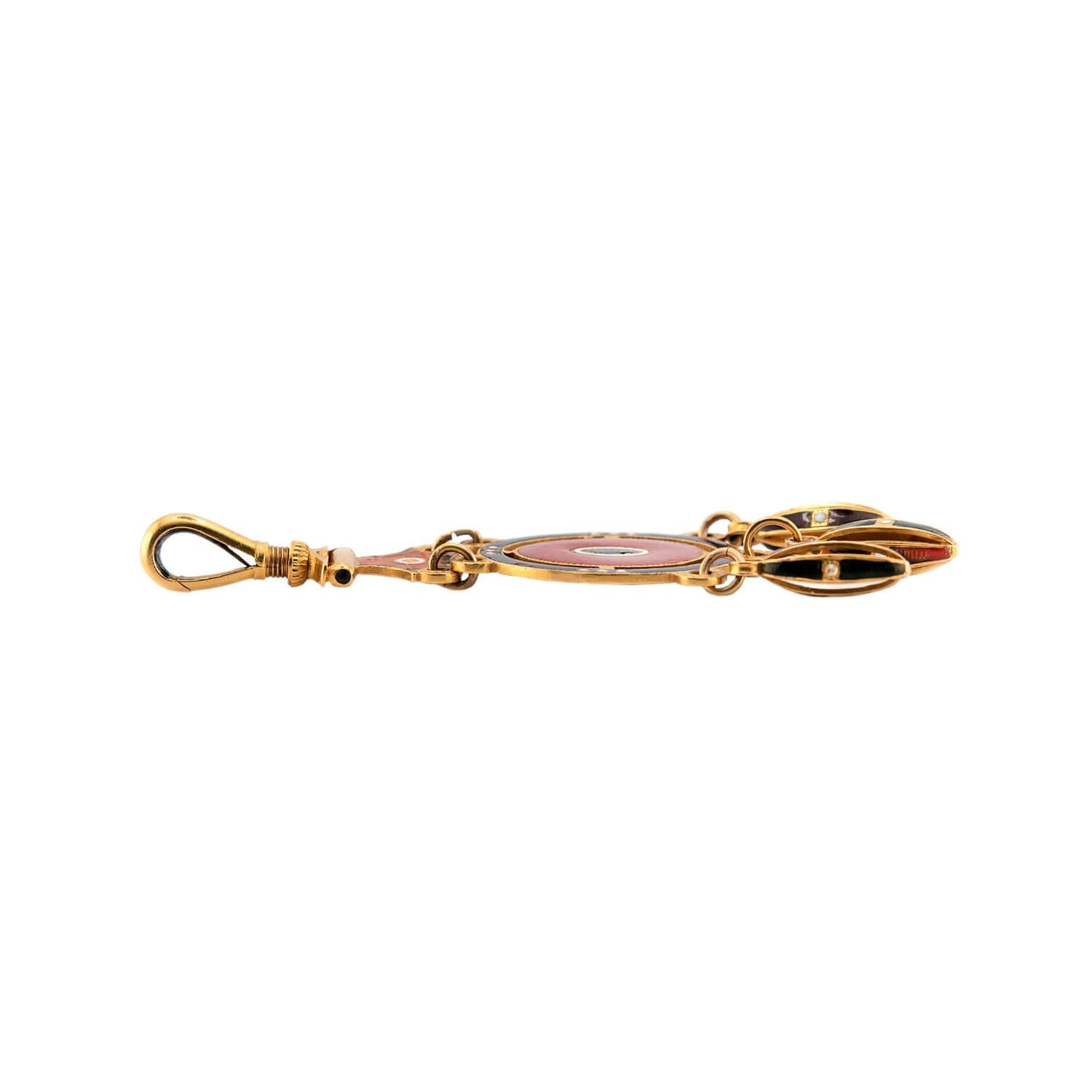 Victorian 14k Guilloche Enamel Fob