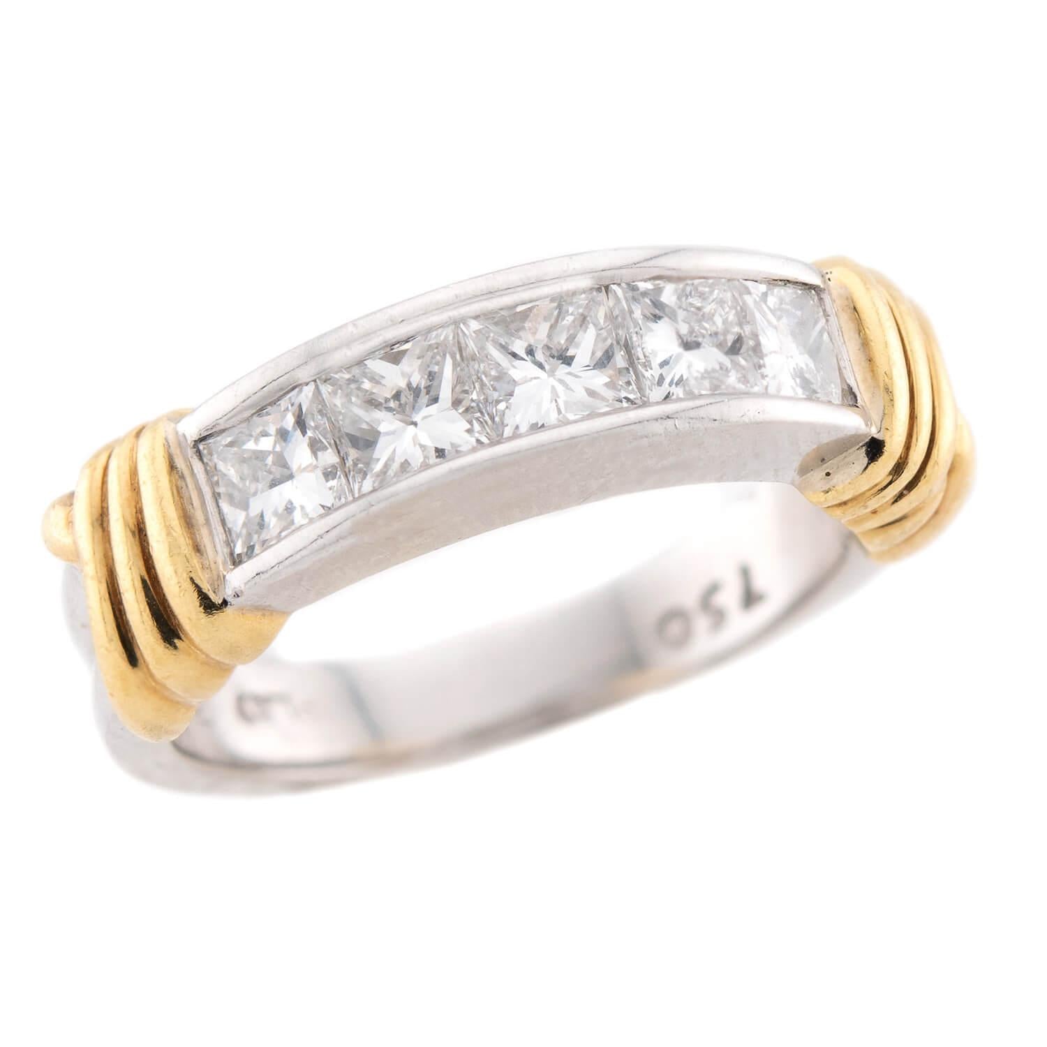 Estate 18k & Platinum Diamond Half Band