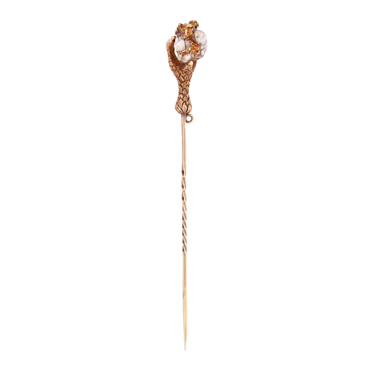 Victorian 18k Quartz Birds Claw Stick Pin