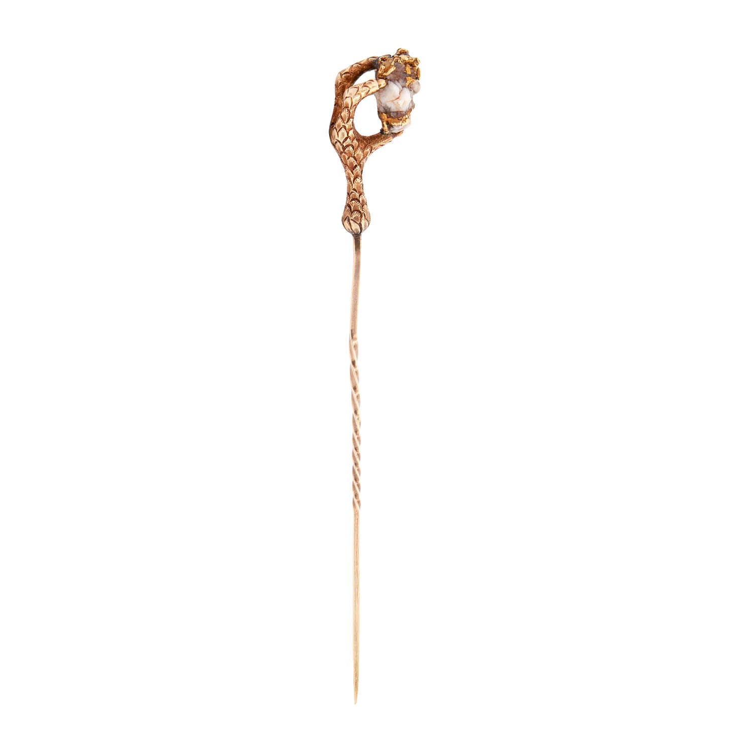 Victorian 18k Quartz Birds Claw Stick Pin