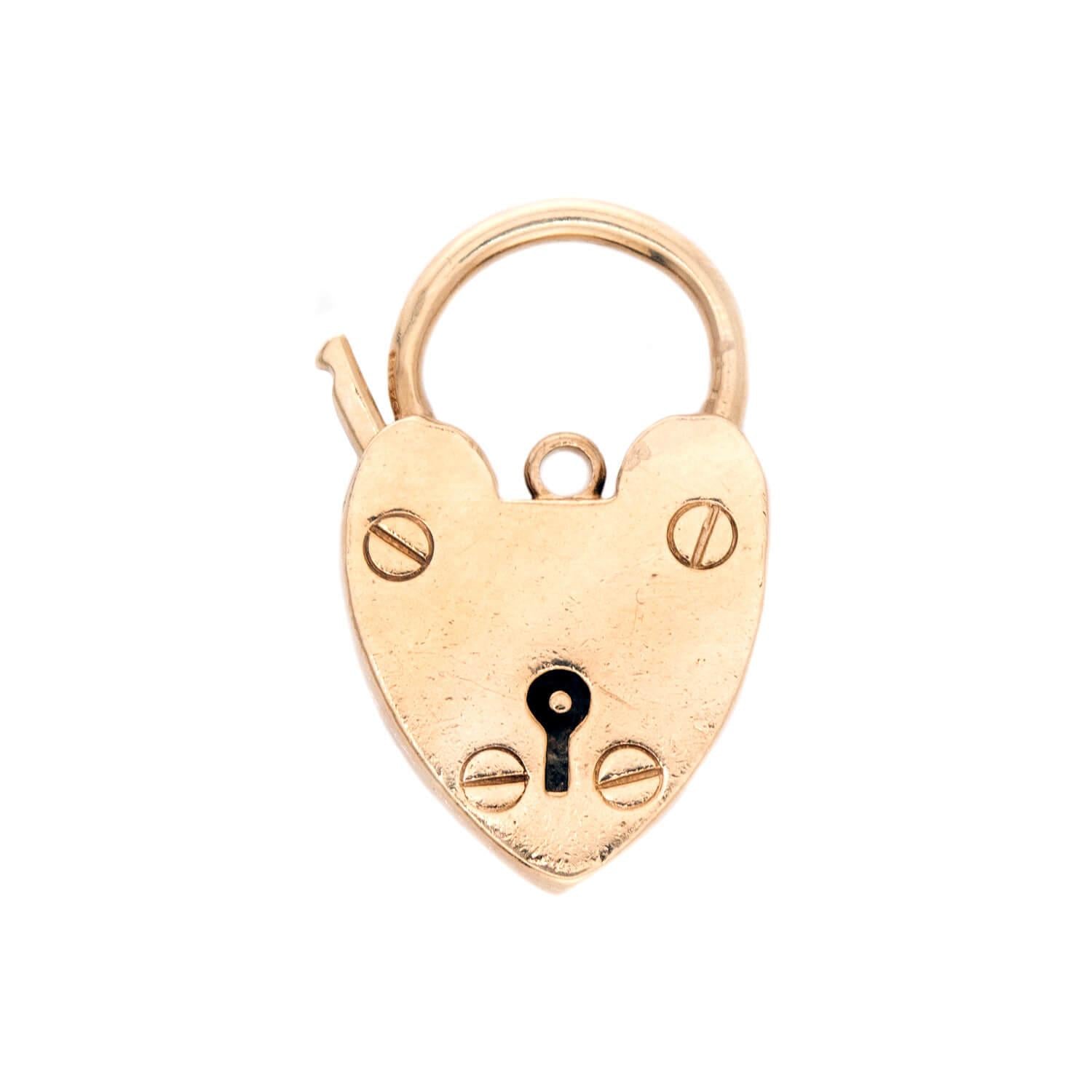 Victorian 9k Heart-Motif Padlock Pendant/Charm