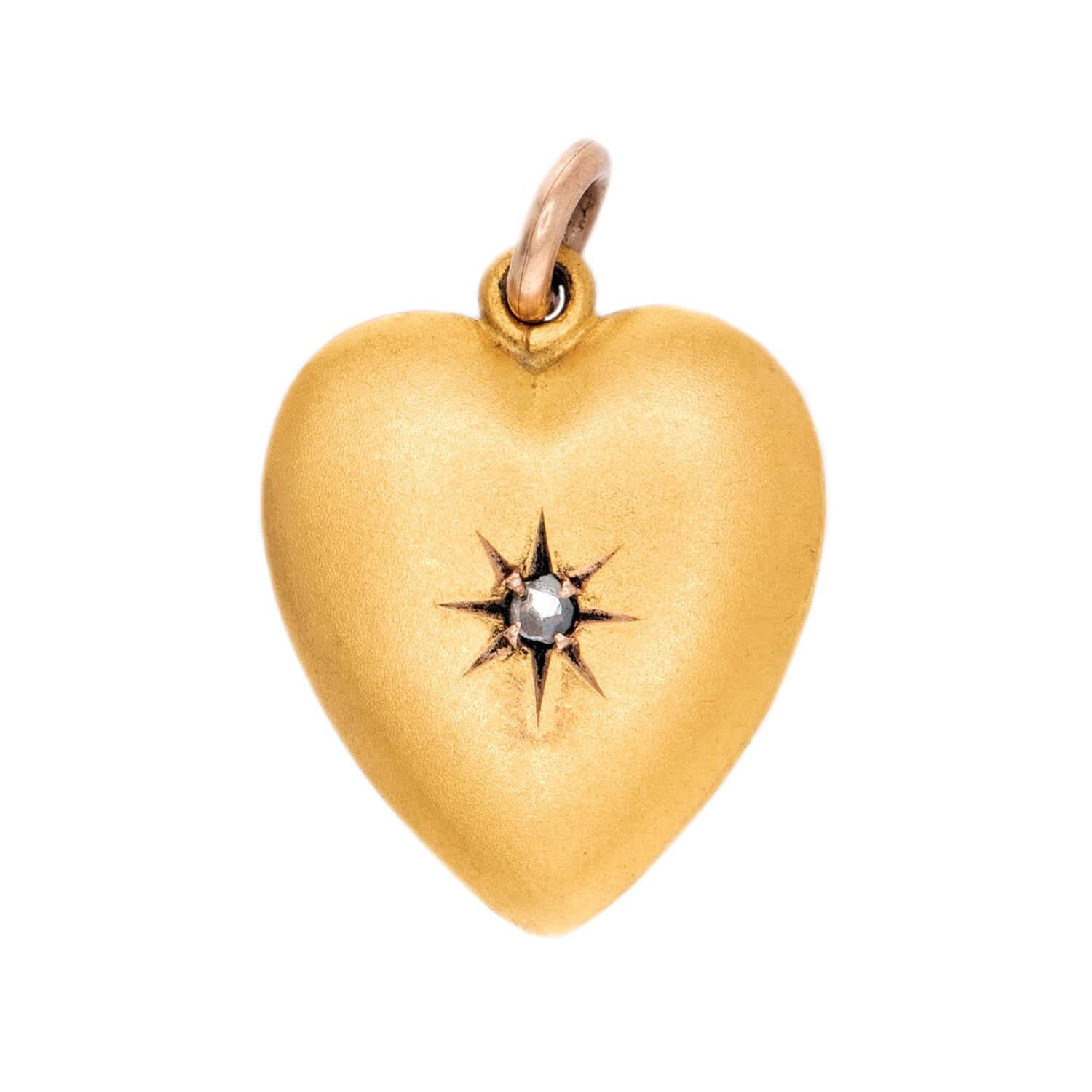 Victorian 14k Diamond Heart Pendant/Charm