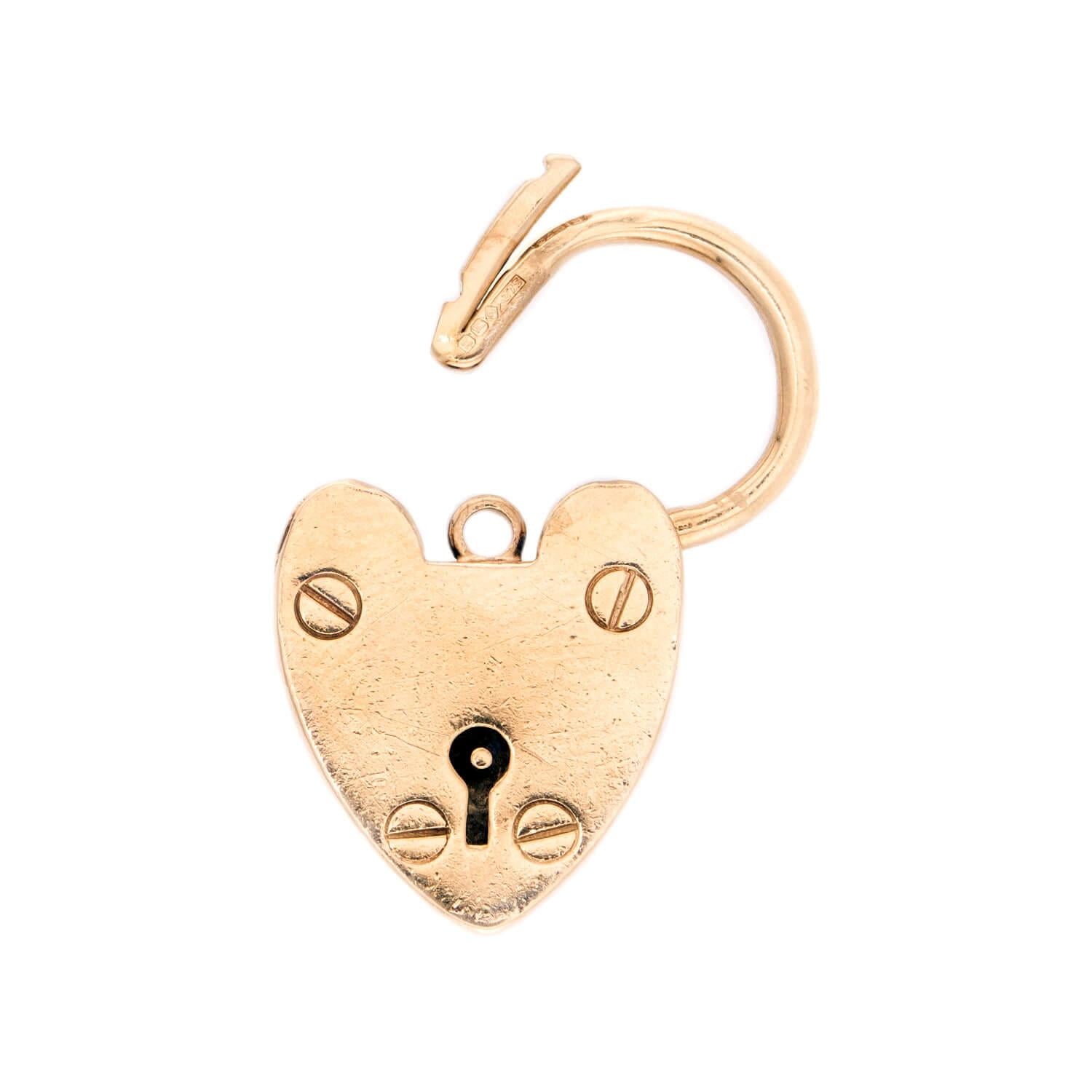 Victorian 9k Heart-Motif Padlock Pendant/Charm