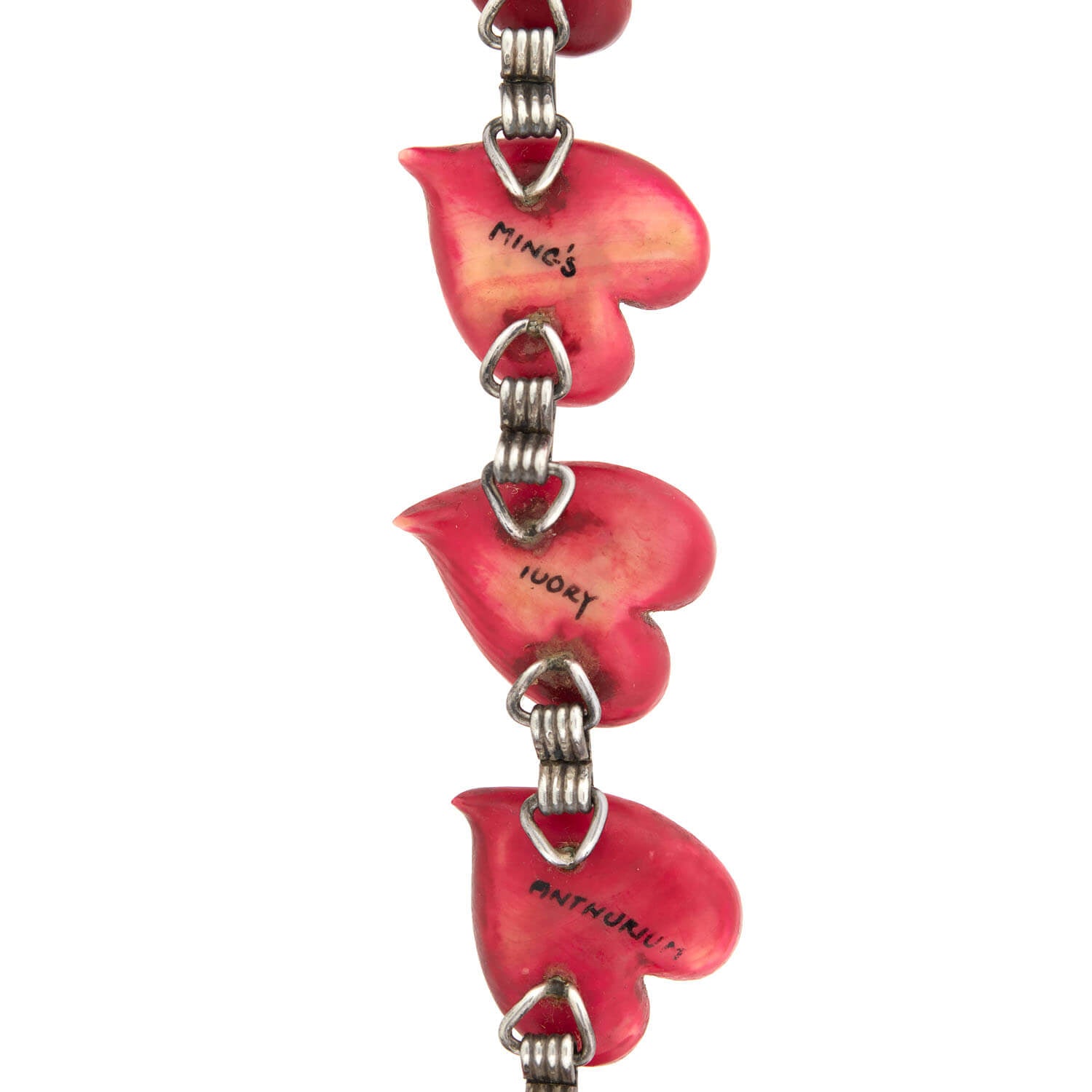 Retro Sterling Silver Ming Anthurium Flower Bracelet