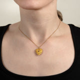 Victorian 18kt Repousse Diamond Heart Necklace
