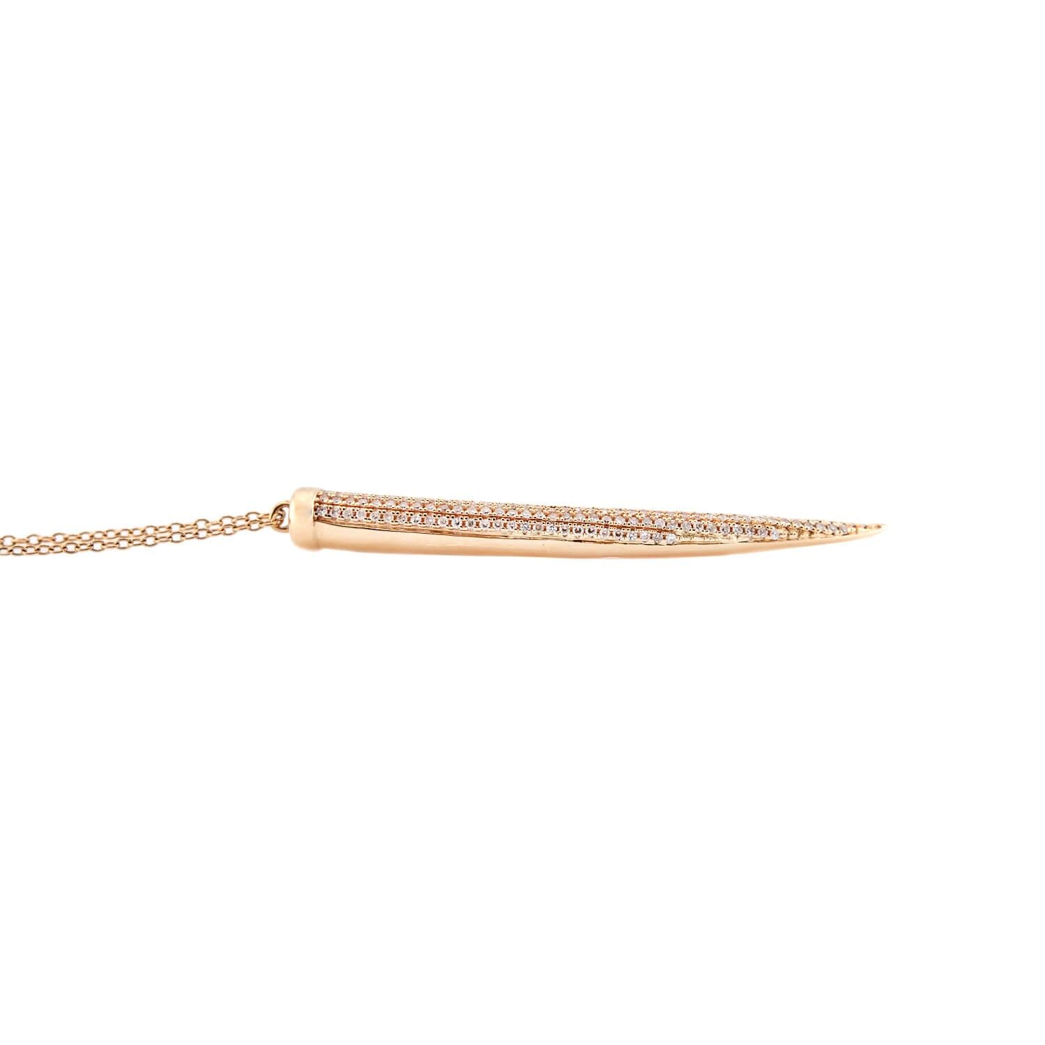 Estate 14k Diamond Horn Pendant Necklace