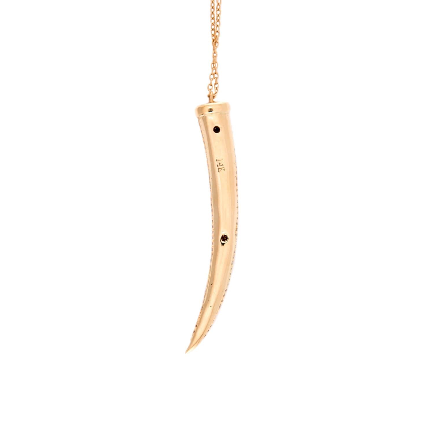 Estate 14k Diamond Horn Pendant Necklace