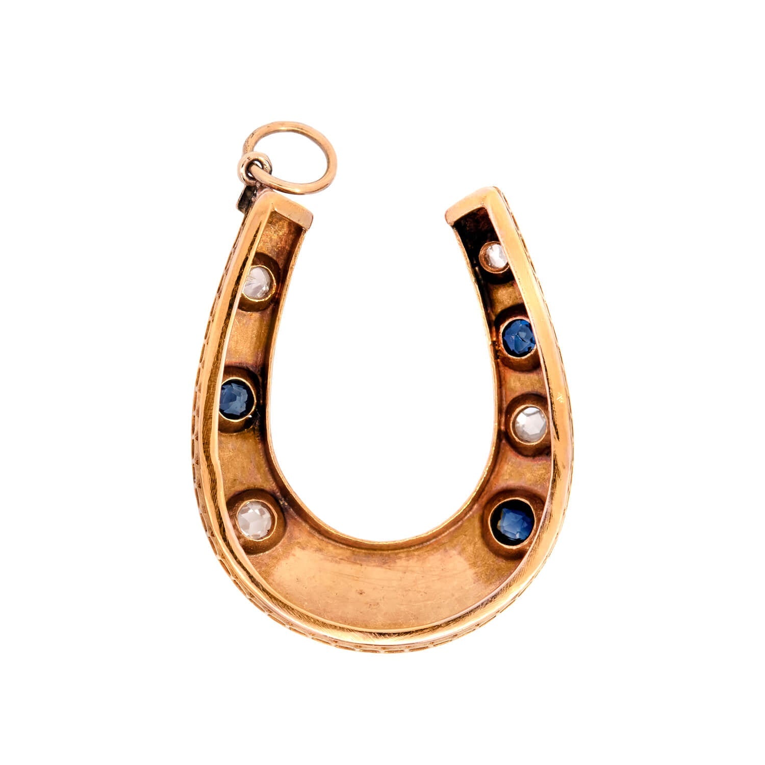 Victorian 18kt Diamond and Sapphire Horseshoe Pendant