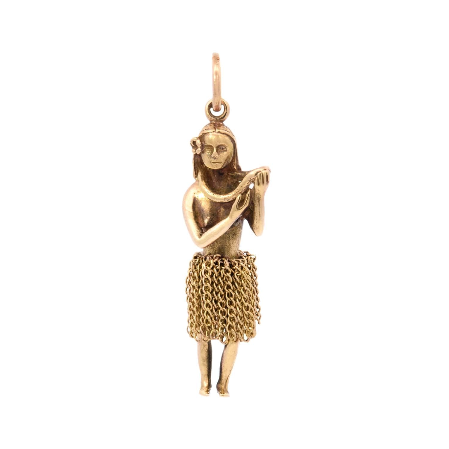 Retro 14k Hula Dancer Pendant