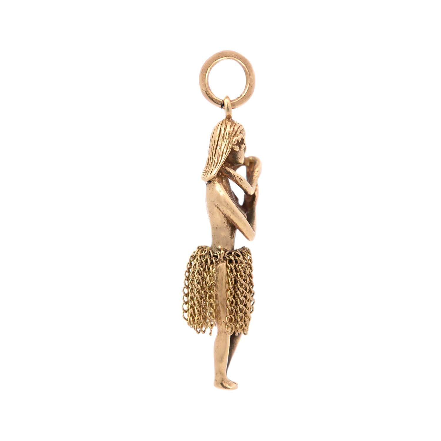 Retro 14k Hula Dancer Pendant