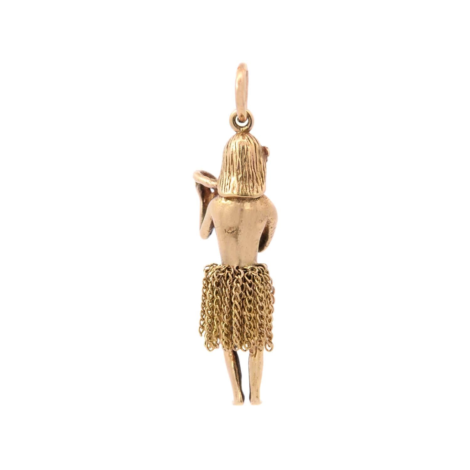 Retro 14k Hula Dancer Pendant