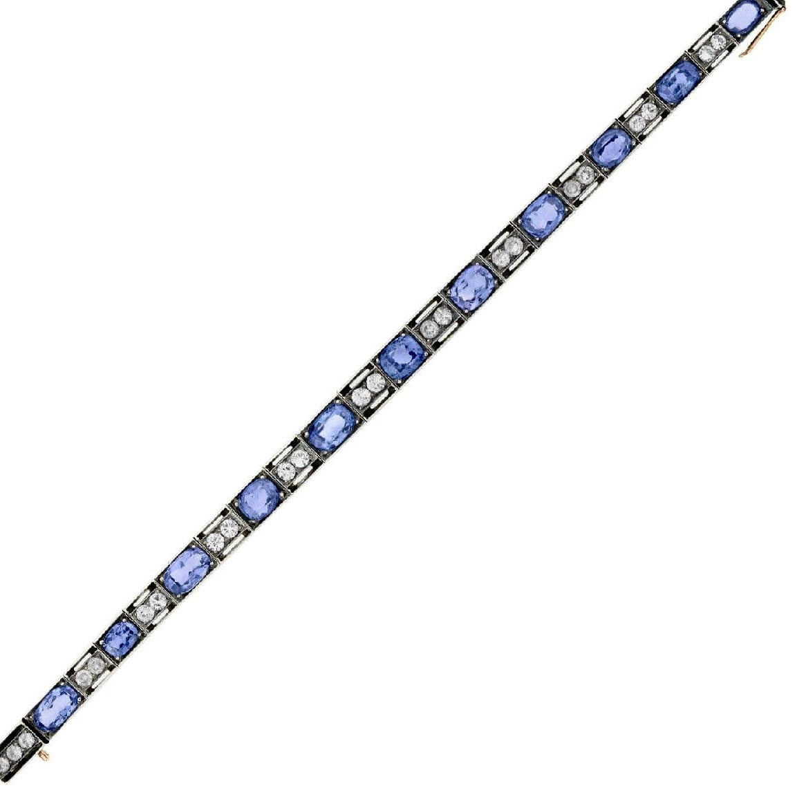 Art Deco Sterling GIA No Heat Ceylon Sapphire Line Bracelet 14+CTW