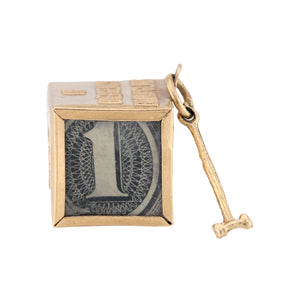Art Deco 14k "In Case of Emergency Break Glass" Dollar Pendant/Charm