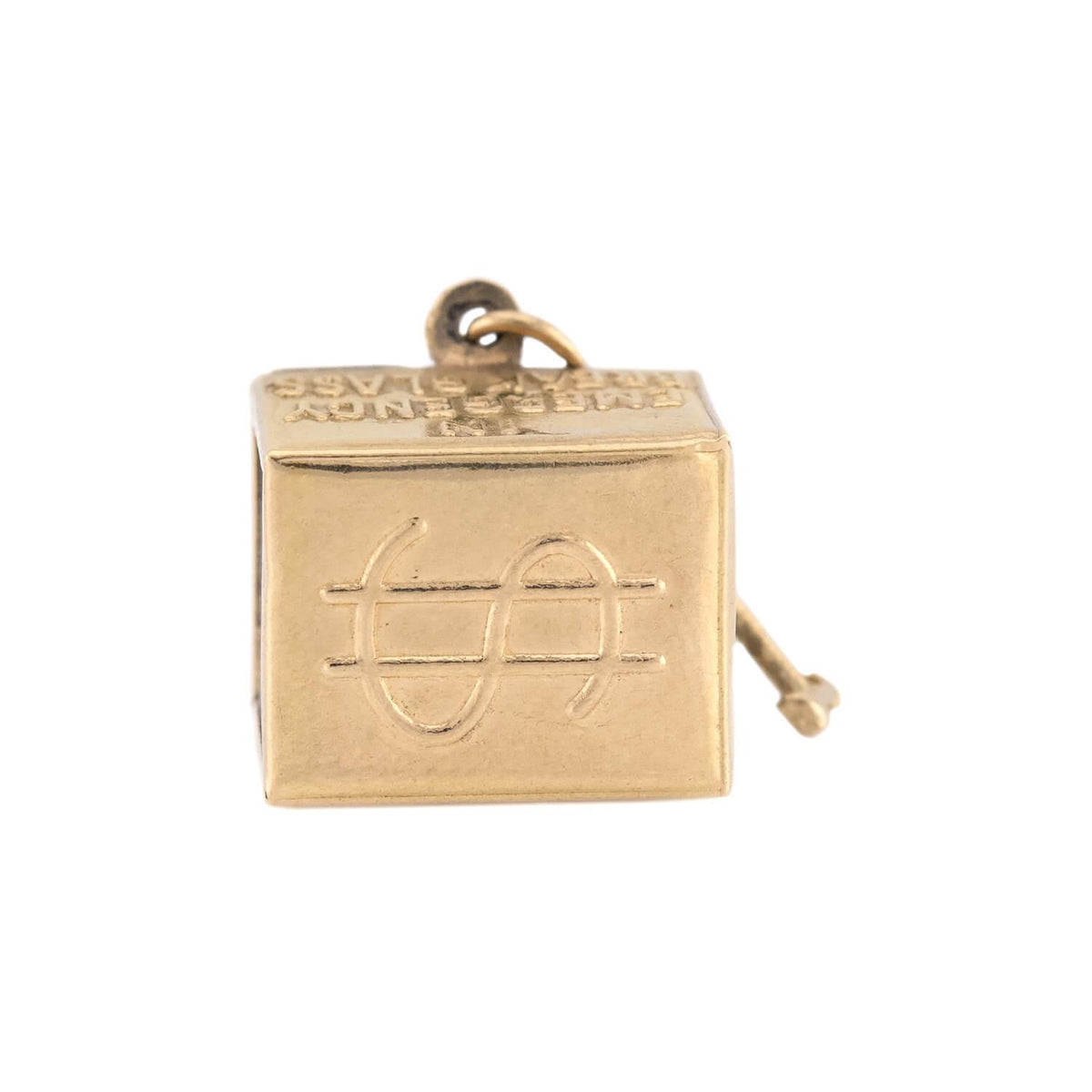 Art Deco 14k "In Case of Emergency Break Glass" Dollar Pendant/Charm