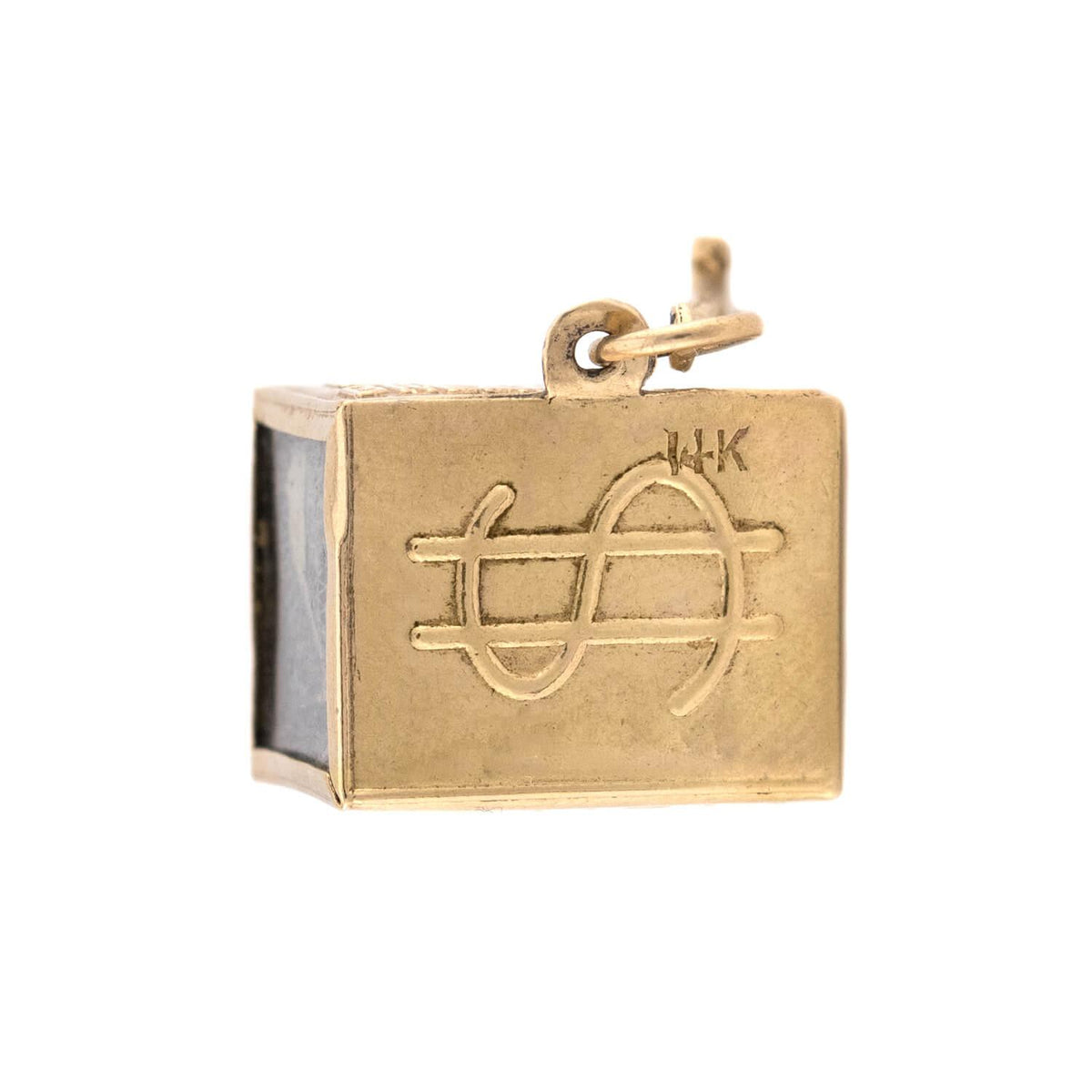 Art Deco 14k "In Case of Emergency Break Glass" Dollar Pendant/Charm