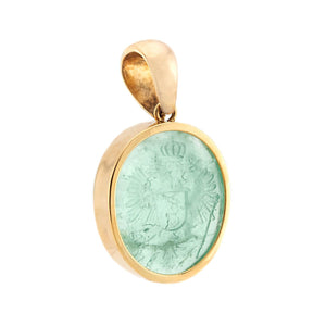 Victorian 18k Emerald Intaglio Pendant